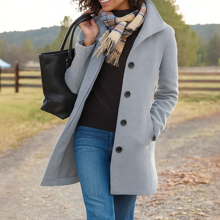 Eleganter Klassischer Damen Wintermantel mit Knopfleiste