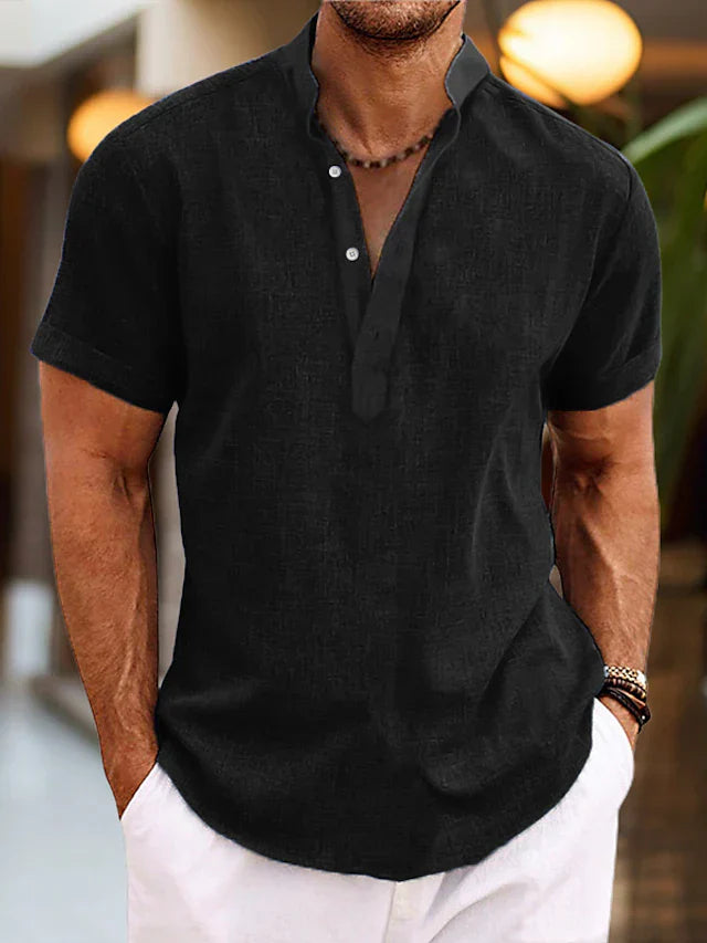 Elegantes Bequemes Herren Poloshirt mit V-Ausschnitt