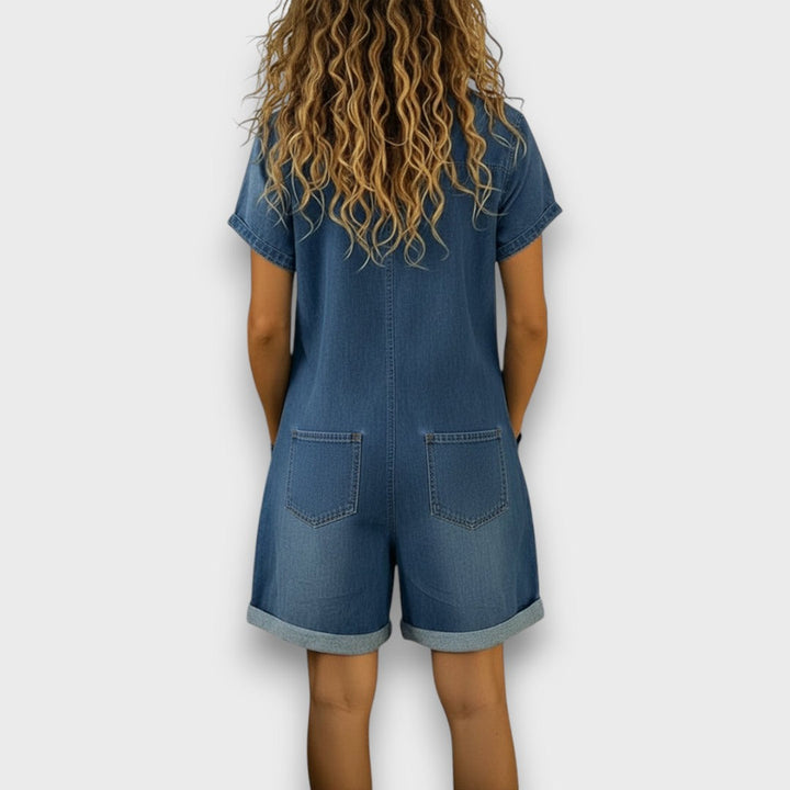 Lässige Vintage Damen Latzhose im Denim-Look