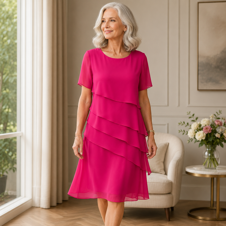 Elegantes Lagenlook Damen Midikleid