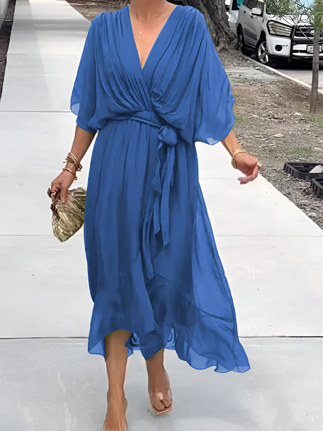 Chiffon-Wickelkleid in Midilänge