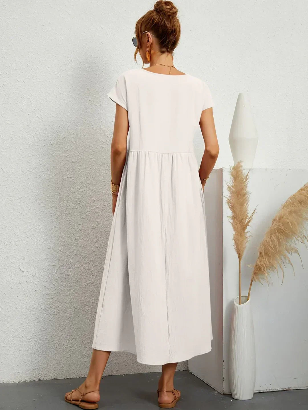 Elegantes Fließendes Damen Midikleid