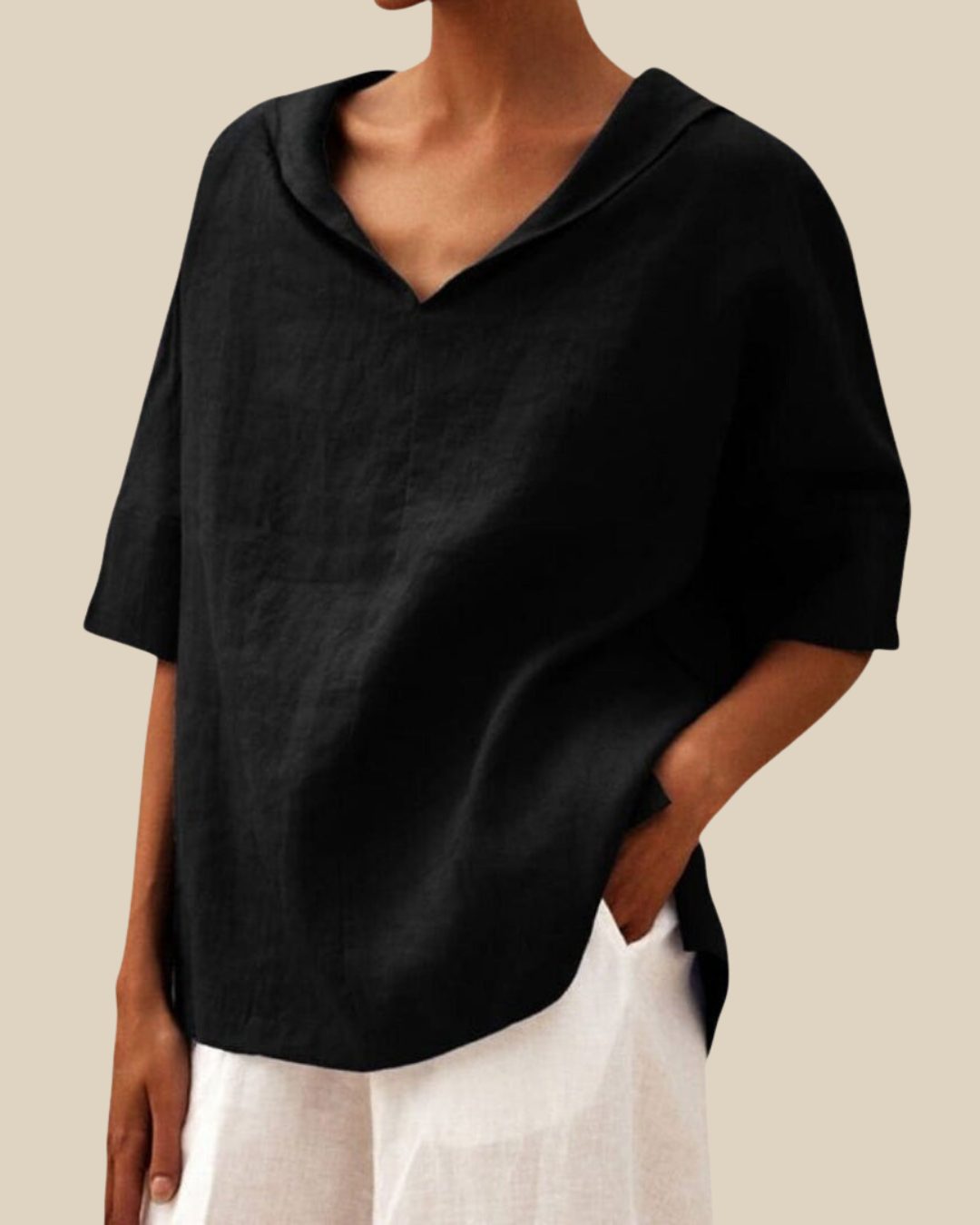 Leichte Atmungsaktive Damen Leinenmischbluse