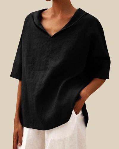 Leichte Atmungsaktive Damen Leinenmischbluse