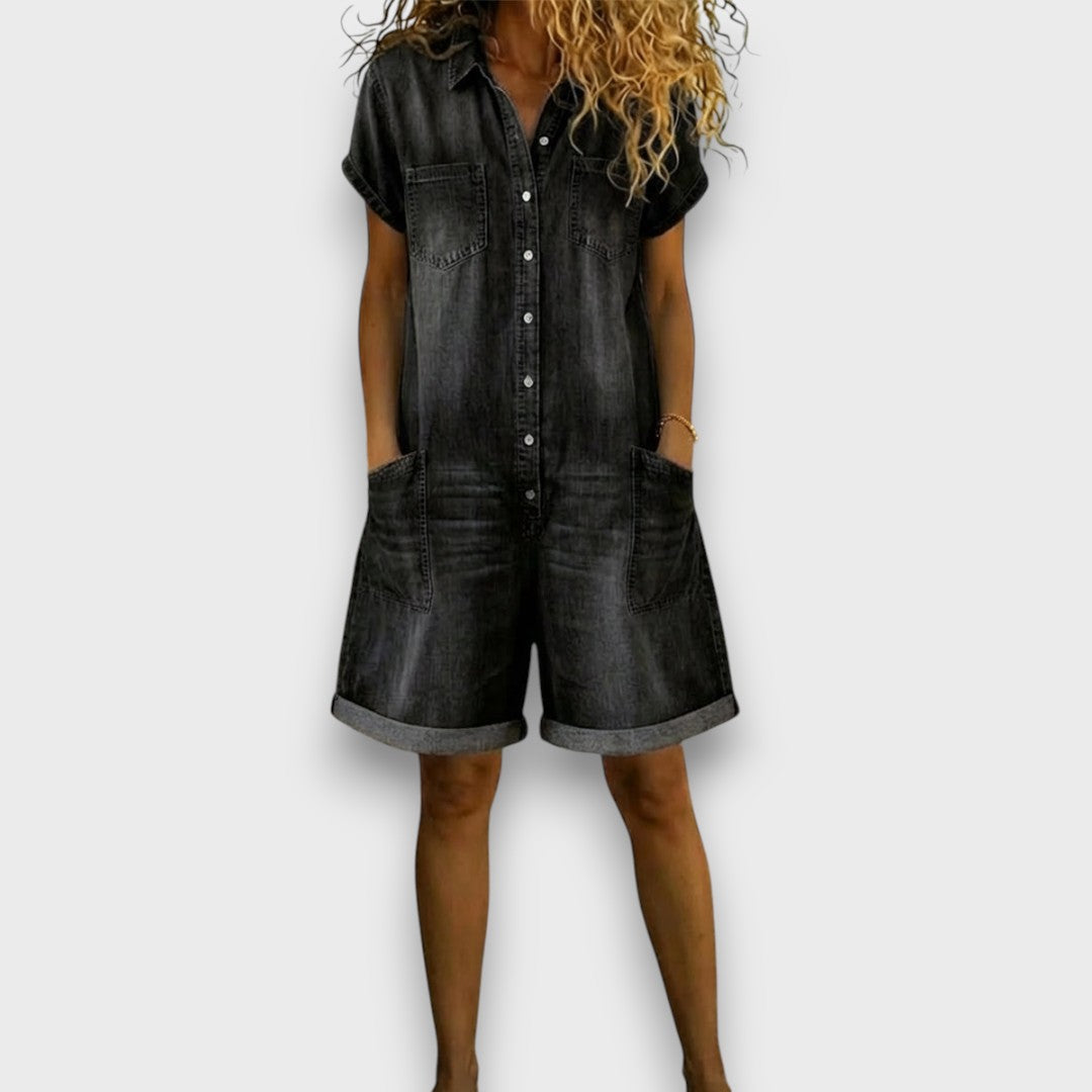 Lässige Vintage Damen Latzhose im Denim-Look