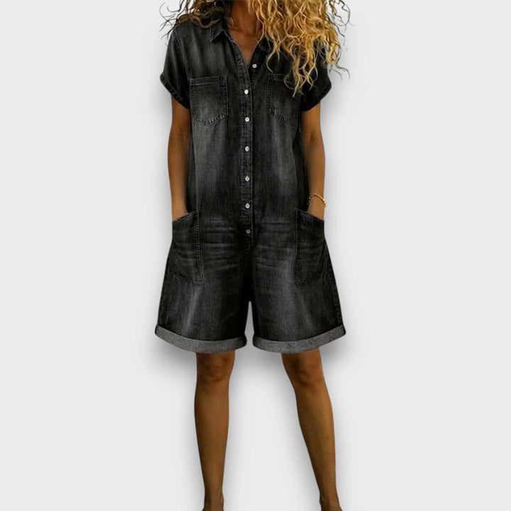 Lässige Vintage Damen Latzhose im Denim-Look