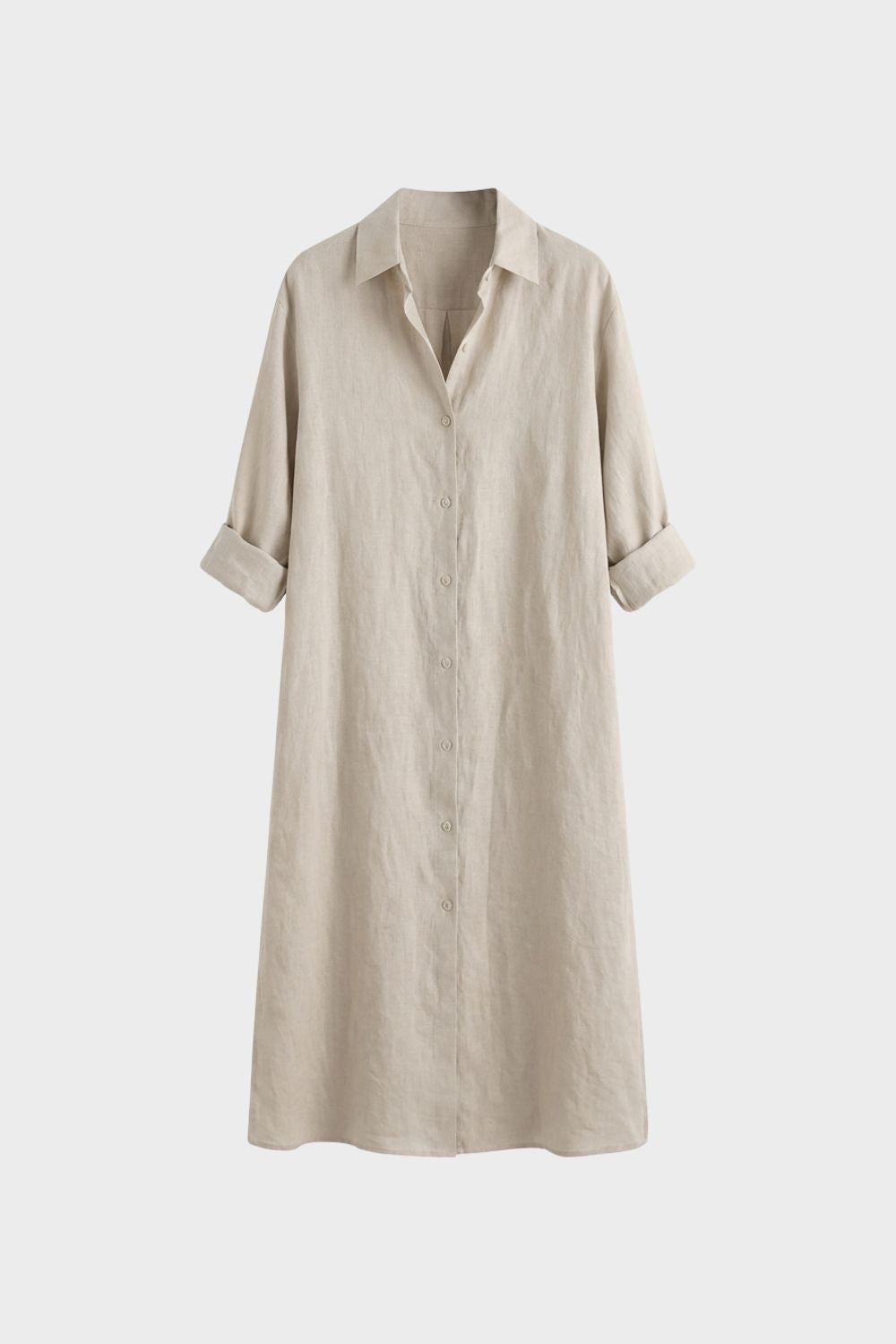 Elegantes Langes Damen Hemdblusenkleid mit Knopfleiste