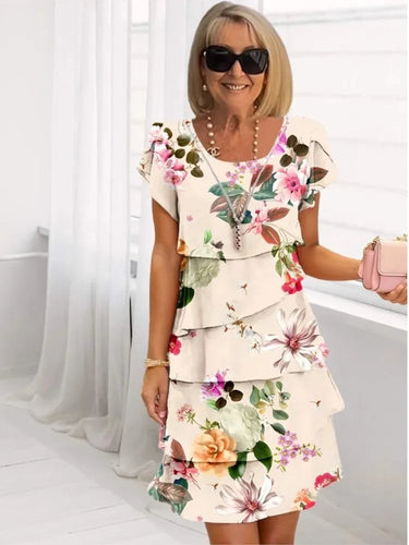 Elegantes Fließendes Damen Rüschenkleid