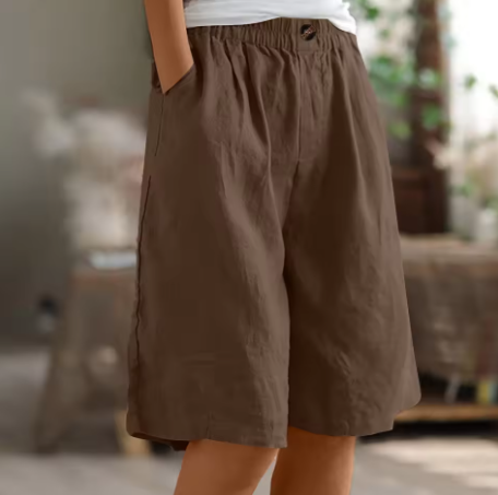 Bequeme Luftige Damen Leinen-Bermudashorts