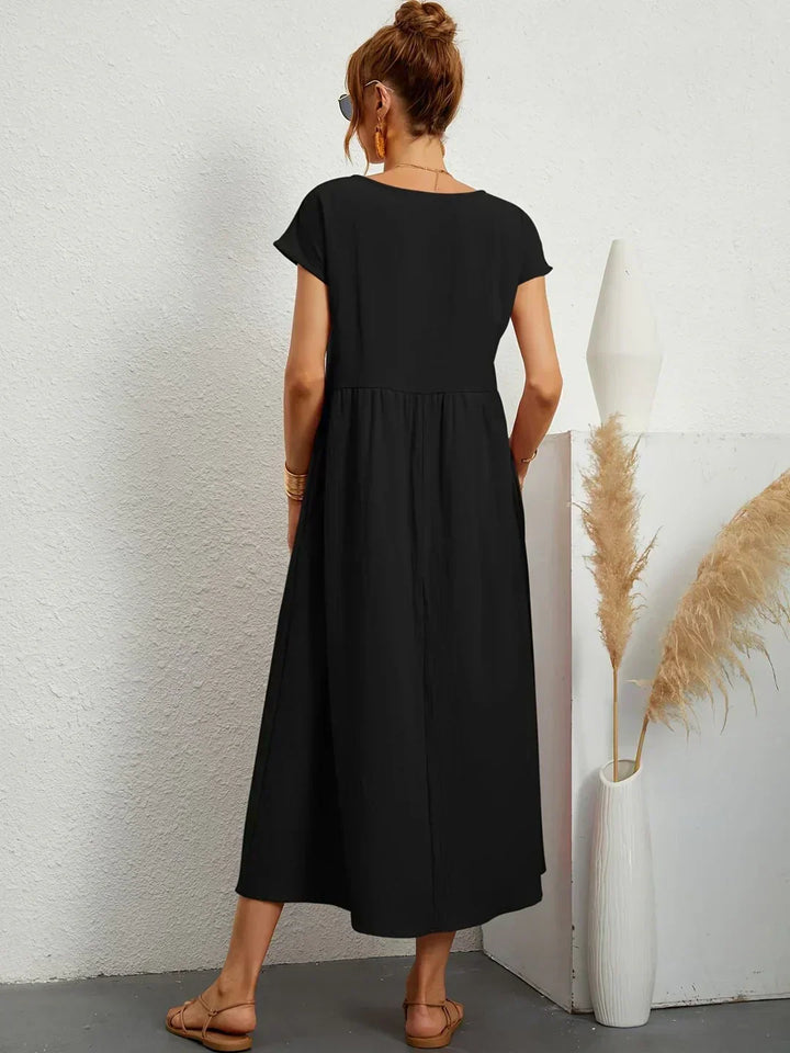 Elegantes Fließendes Damen Midikleid