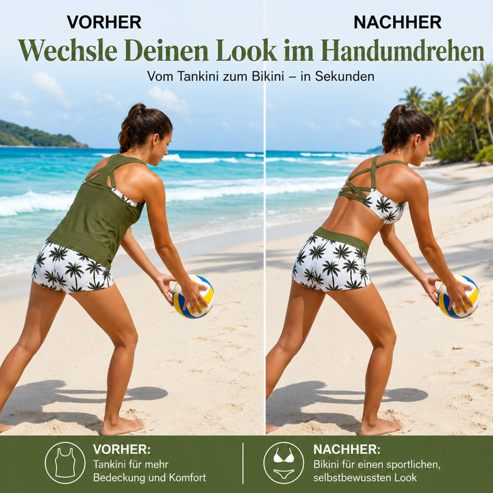 Sommerliches Bedrucktes Damen Bikini-Set mit Strandkleid