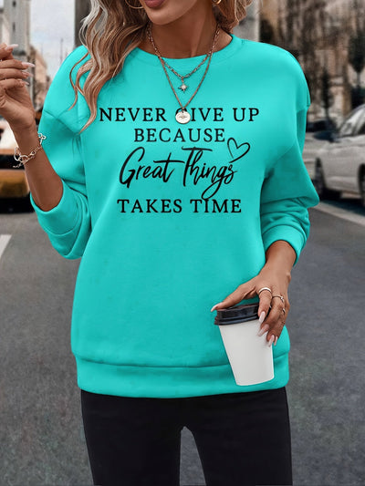 Never give up - Super schöner Damen Pullover