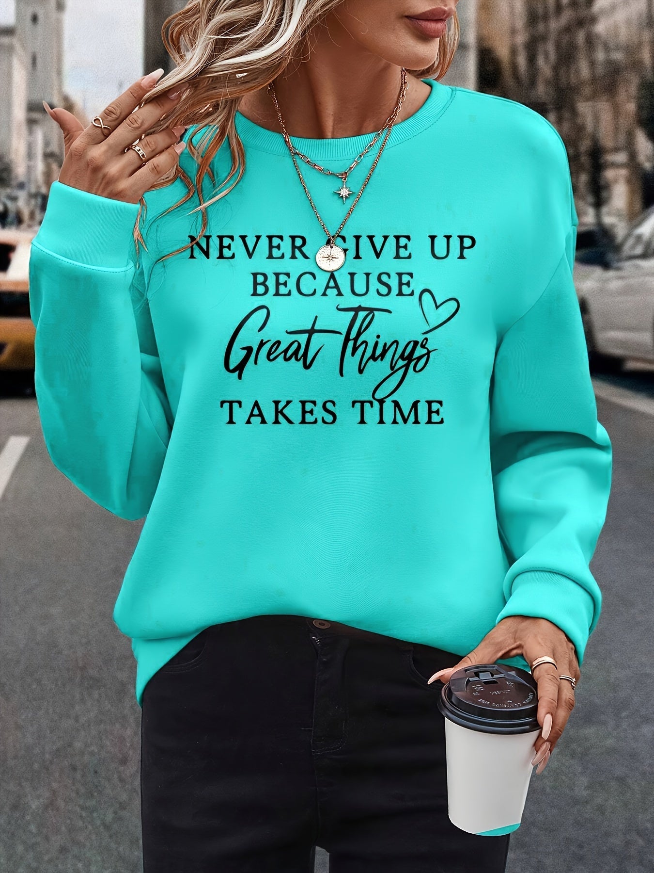 Never give up - Super schöner Damen Pullover