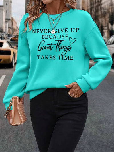 Never give up - Super schöner Damen Pullover