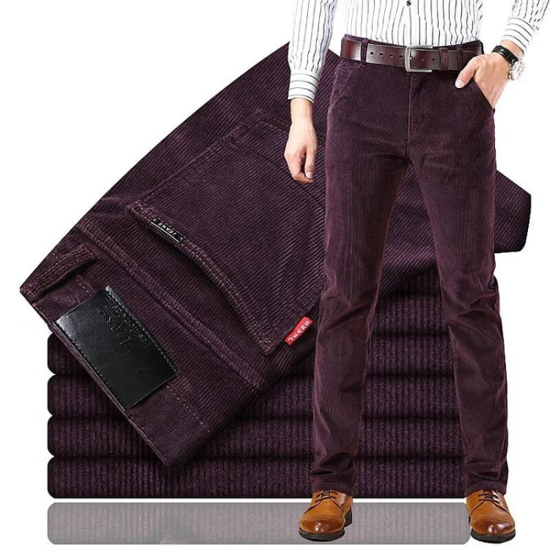 Manuel Klassische Herren Corduroy-Hose
