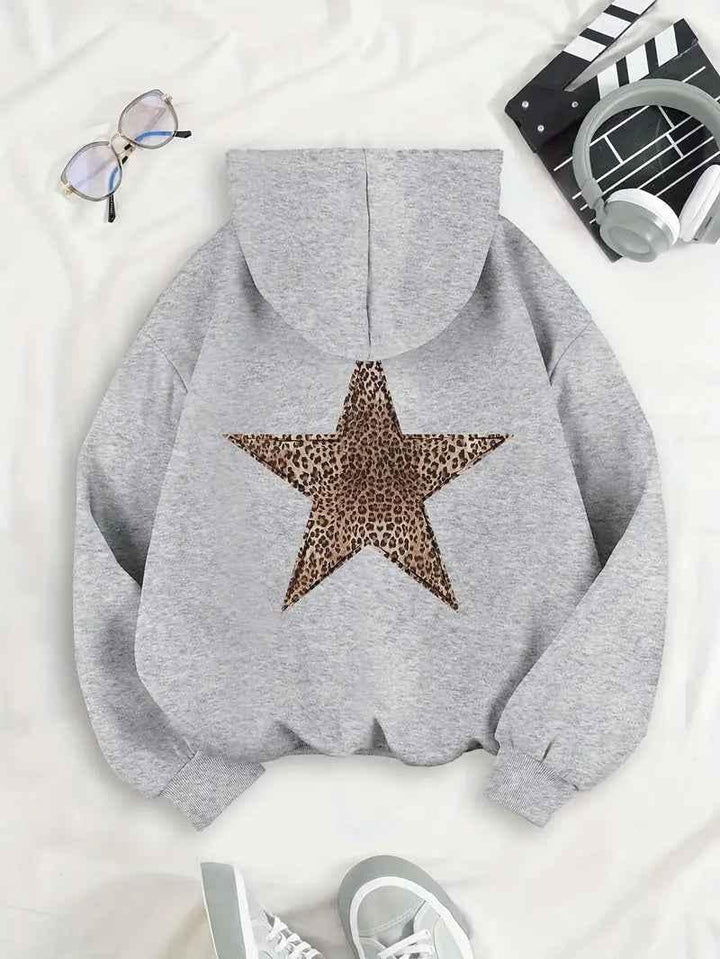 Hoodie Damen | Leopardenstern-Rückenmotiv &amp; Cleanes Finish