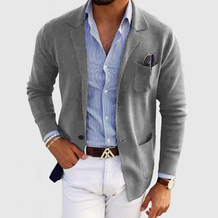 Klassische Herren Strickjacke mit Reverskragen und Taschen