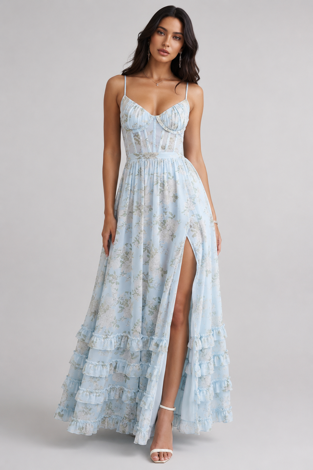 Elegantes Fließendes Damen Sommerkleid mit Rüschen