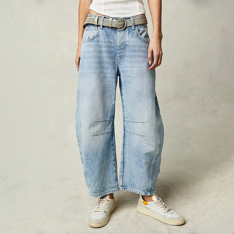 Bequeme Vielseitige Damen Jeans mit Weitem Bein