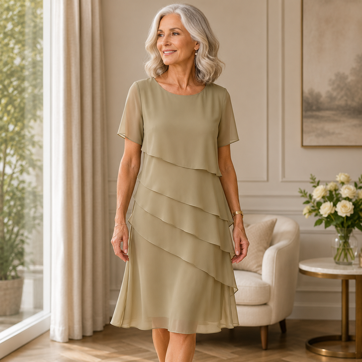 Elegantes Lagenlook Damen Midikleid