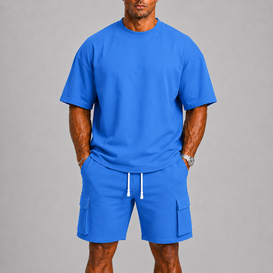 Lässiges Sommerliches Herren T-Shirt und Cargo-Shorts Set