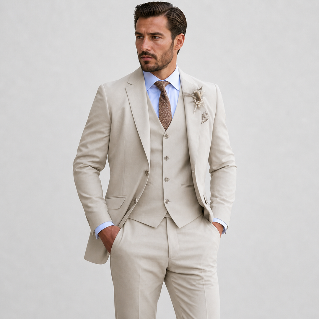 Eleganter Slim-Fit Herren Dreiteiliger Anzug