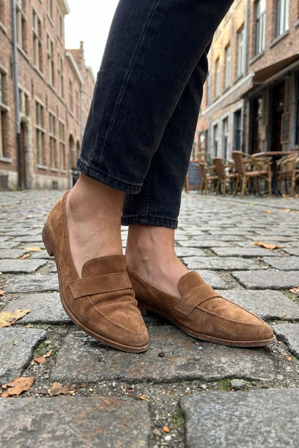 Elegante Damen Slipper mit Blockabsatz aus Wildleder