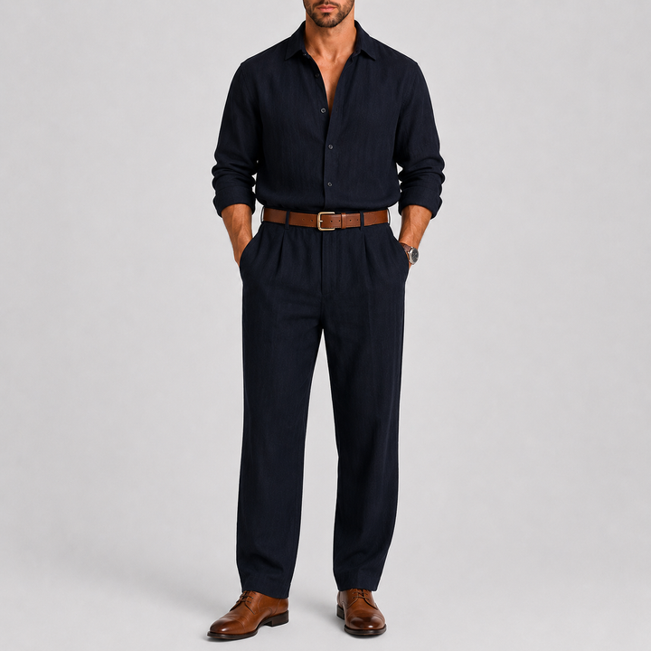 Elegantes Sommerliches Herren Hemd &amp; Hosen Set
