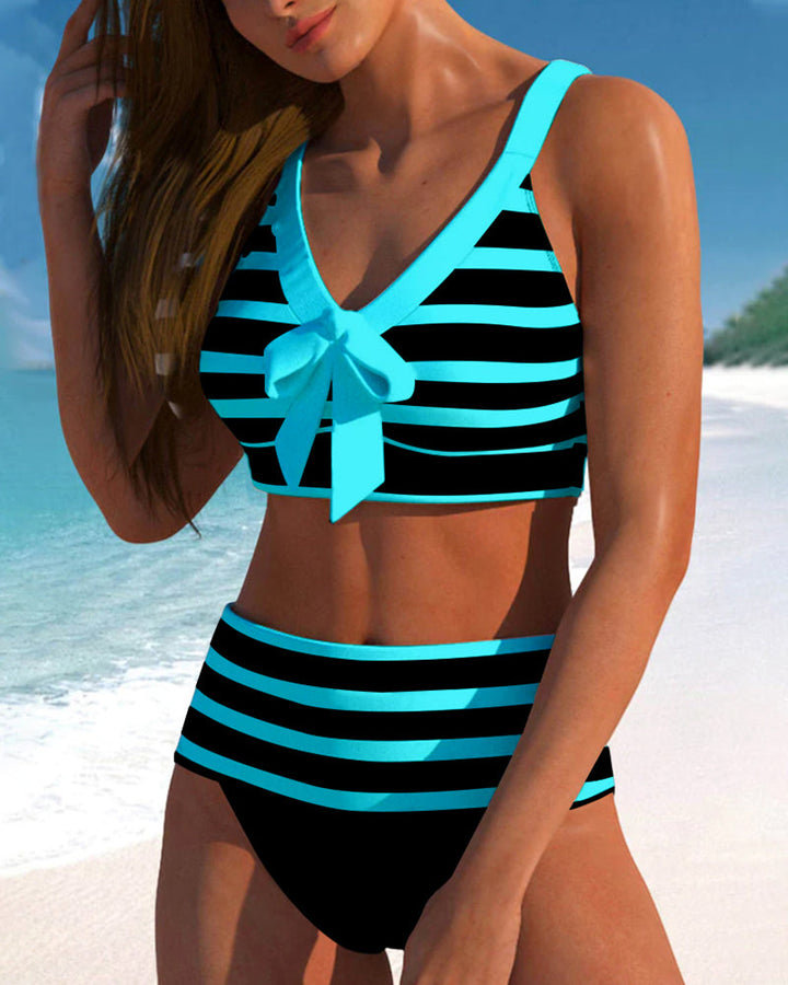 Gestreifter Hochtaillierter Damen Bikini