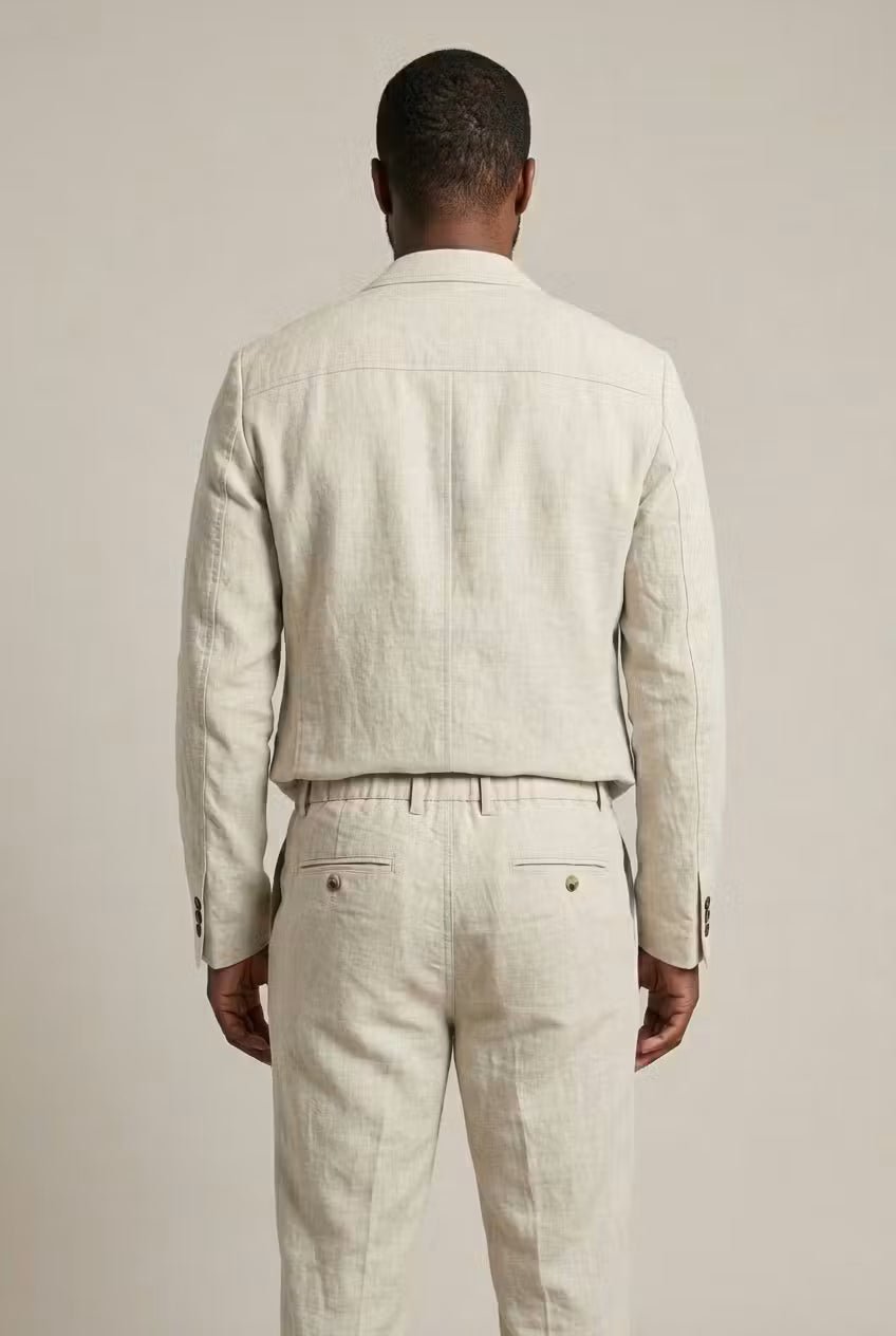 Lässiges Leinen Herren Anzug-Set mit Blazer und Hose