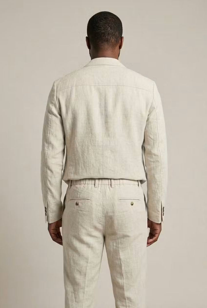 Lässiges Leinen Herren Anzug-Set mit Blazer und Hose