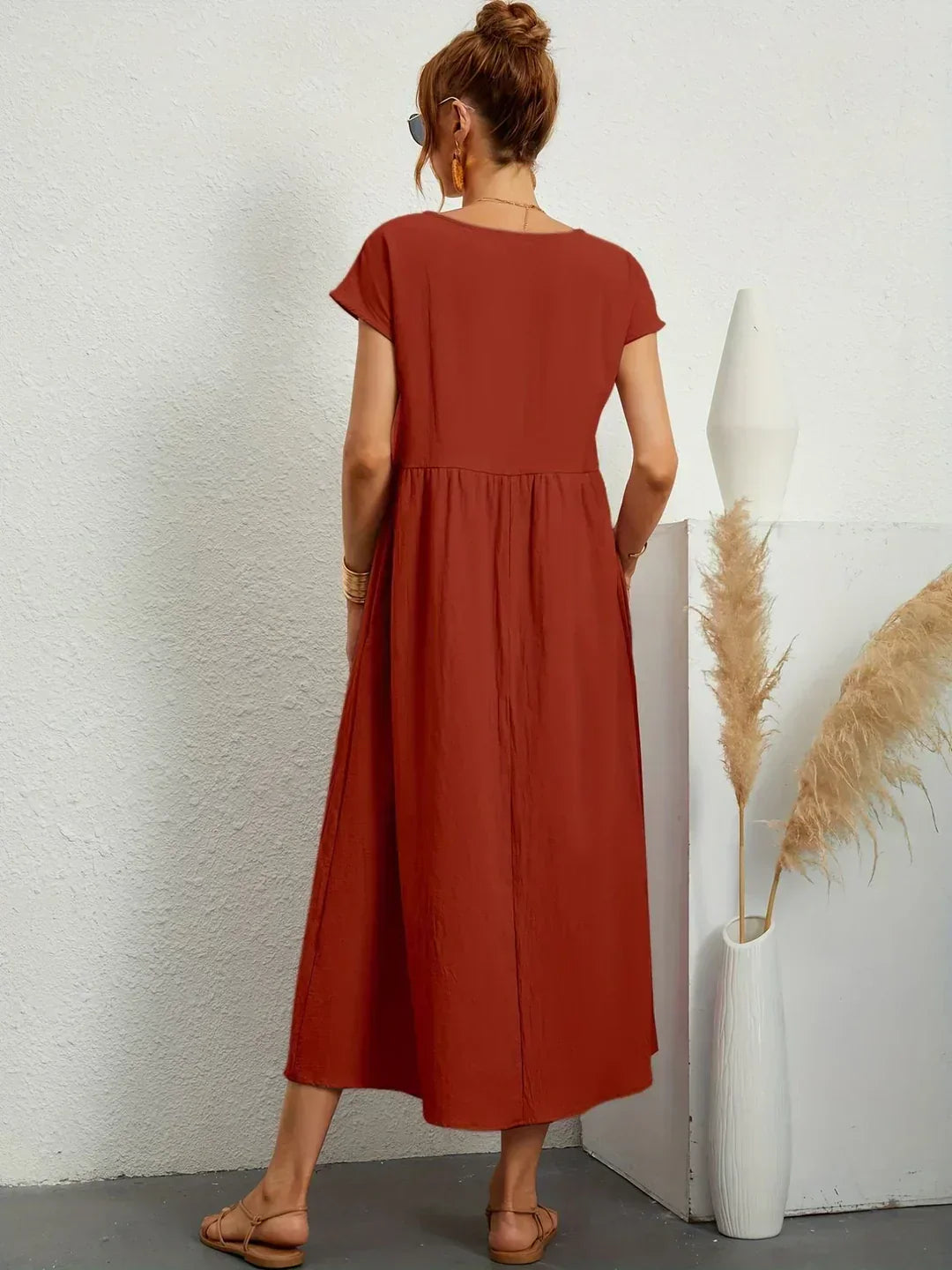 Elegantes Fließendes Damen Midikleid