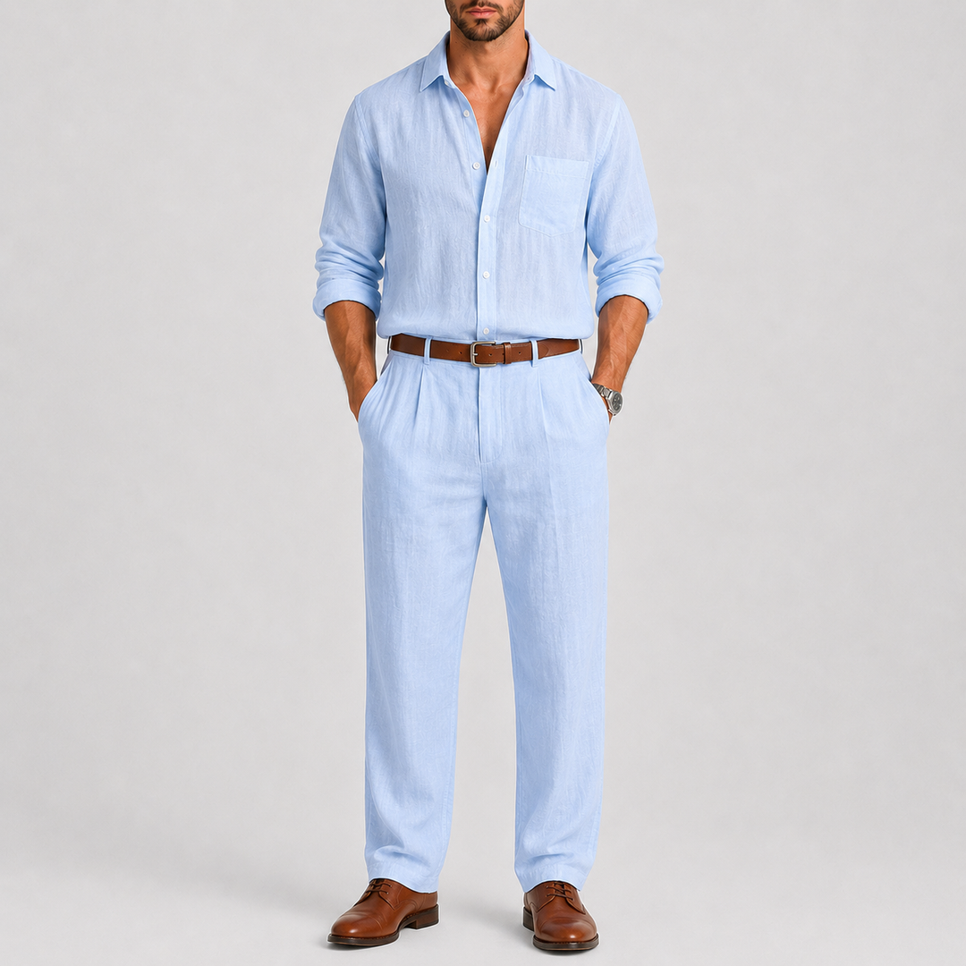 Elegantes Sommerliches Herren Hemd &amp; Hosen Set