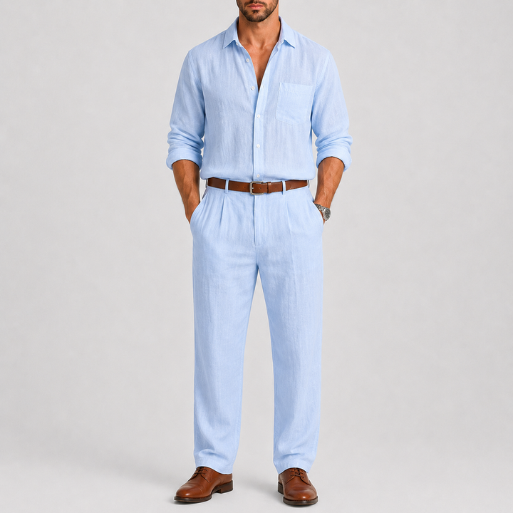 Elegantes Sommerliches Herren Hemd &amp; Hosen Set