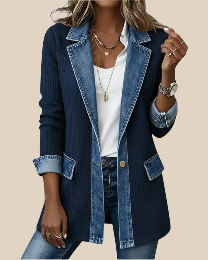 Lässige Patchwork Damen Denimjacke