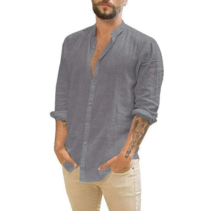Elegantes Atmungsaktives Herren Leinenhemd