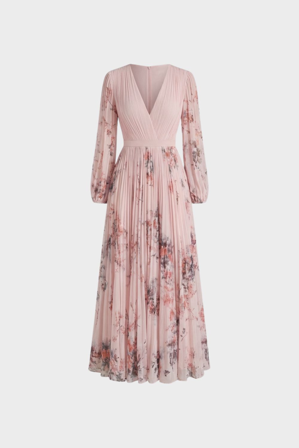 Elegantes Plissee Damen Midikleid mit V-Ausschnitt