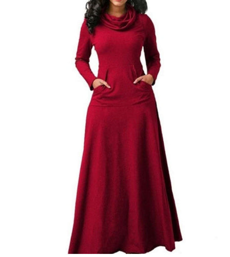 Elegantes Langarm Damen Maxikleid