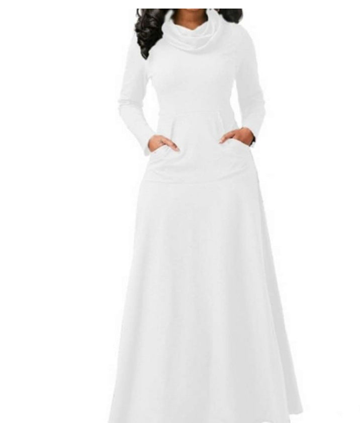 Elegantes Langarm Damen Maxikleid