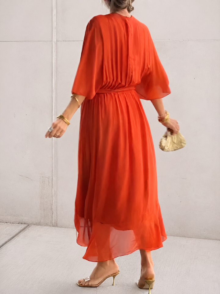 Chiffon-Wickelkleid in Midilänge