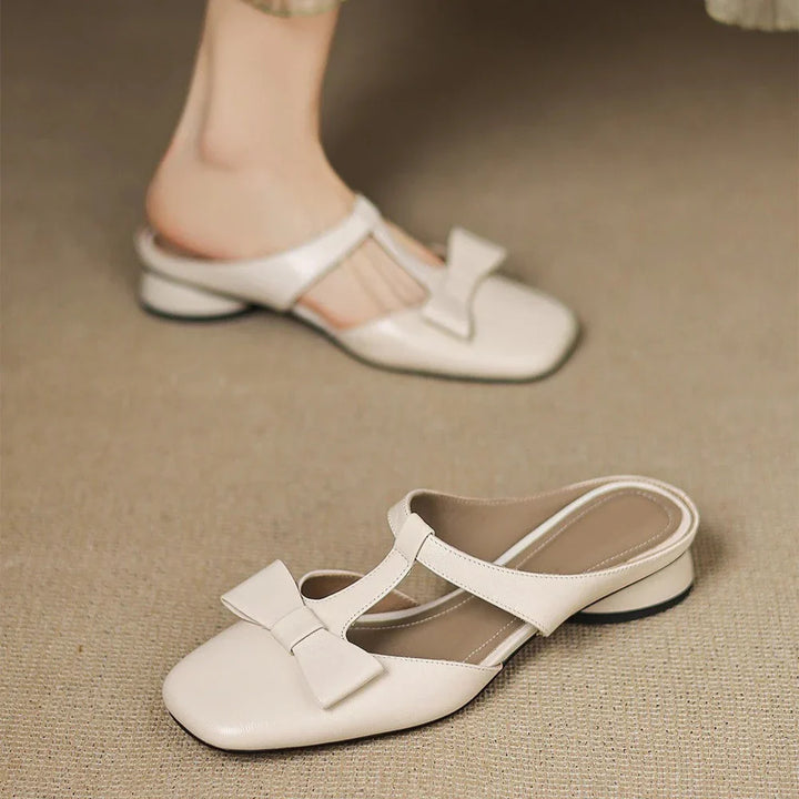 Elegante Schicke Damen Leder-Mules
