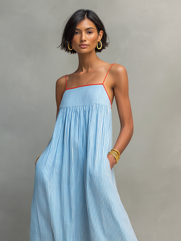 Luftiges Gestreiftes Damen Maxikleid