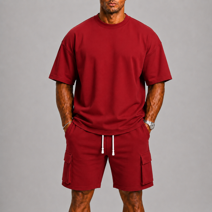 Lässiges Sommerliches Herren T-Shirt und Cargo-Shorts Set