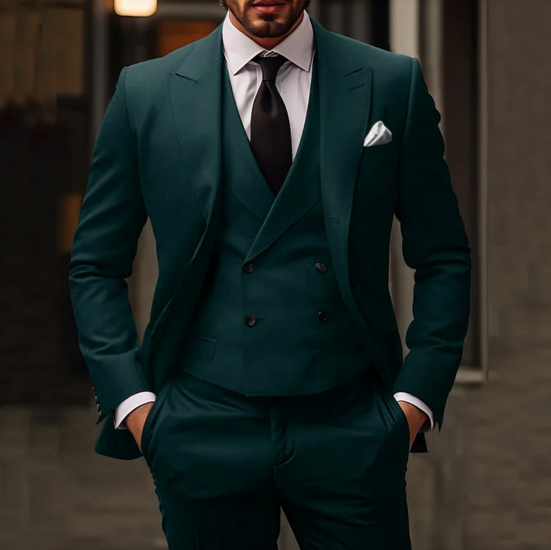 Eleganter 3-Teiliger Herren Anzug mit Sakko, Weste und Hose
