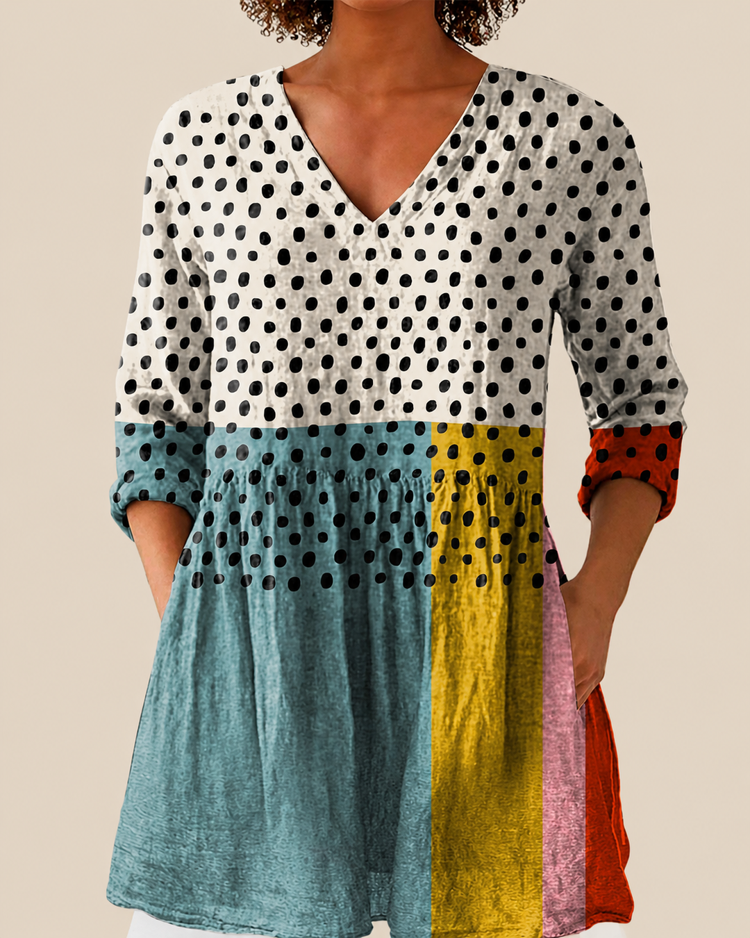 Gemusterte Lange Damen Bluse