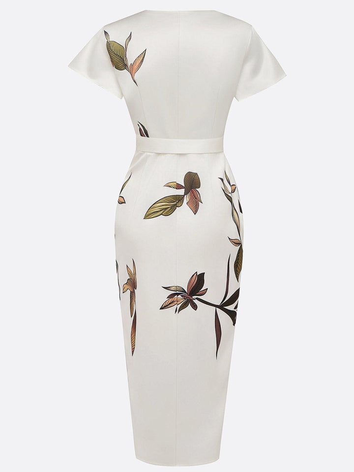 Midikleid mit botanischem Wickeldesign