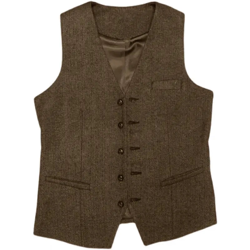 Eleganter Klassischer Herren Dreiteiliger Tweed Anzug