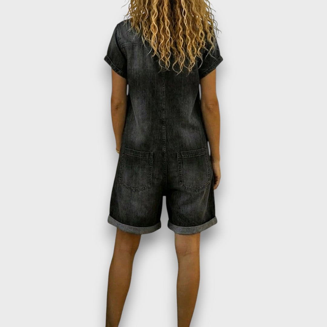 Lässige Vintage Damen Latzhose im Denim-Look