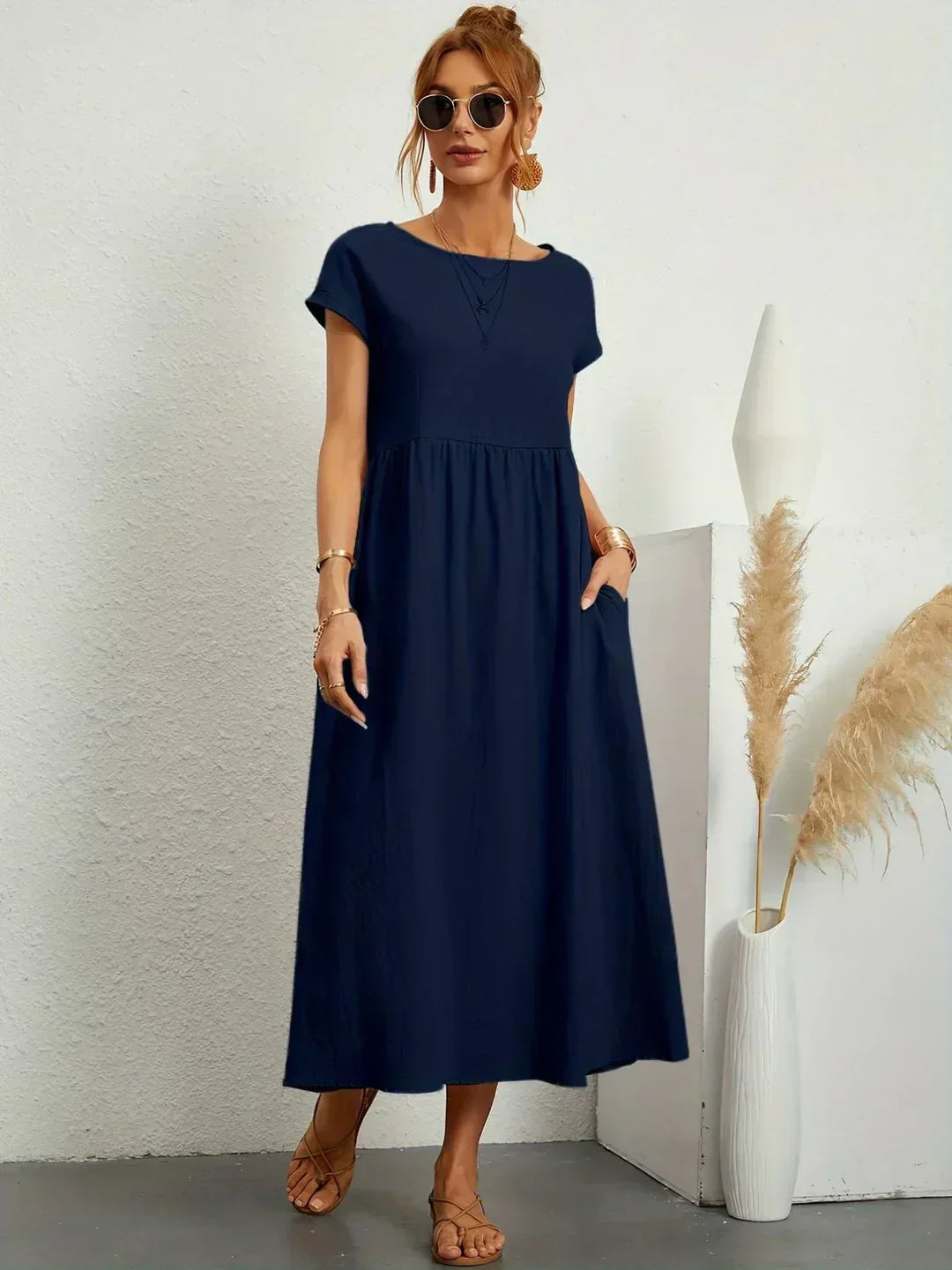 Elegantes Fließendes Damen Midikleid