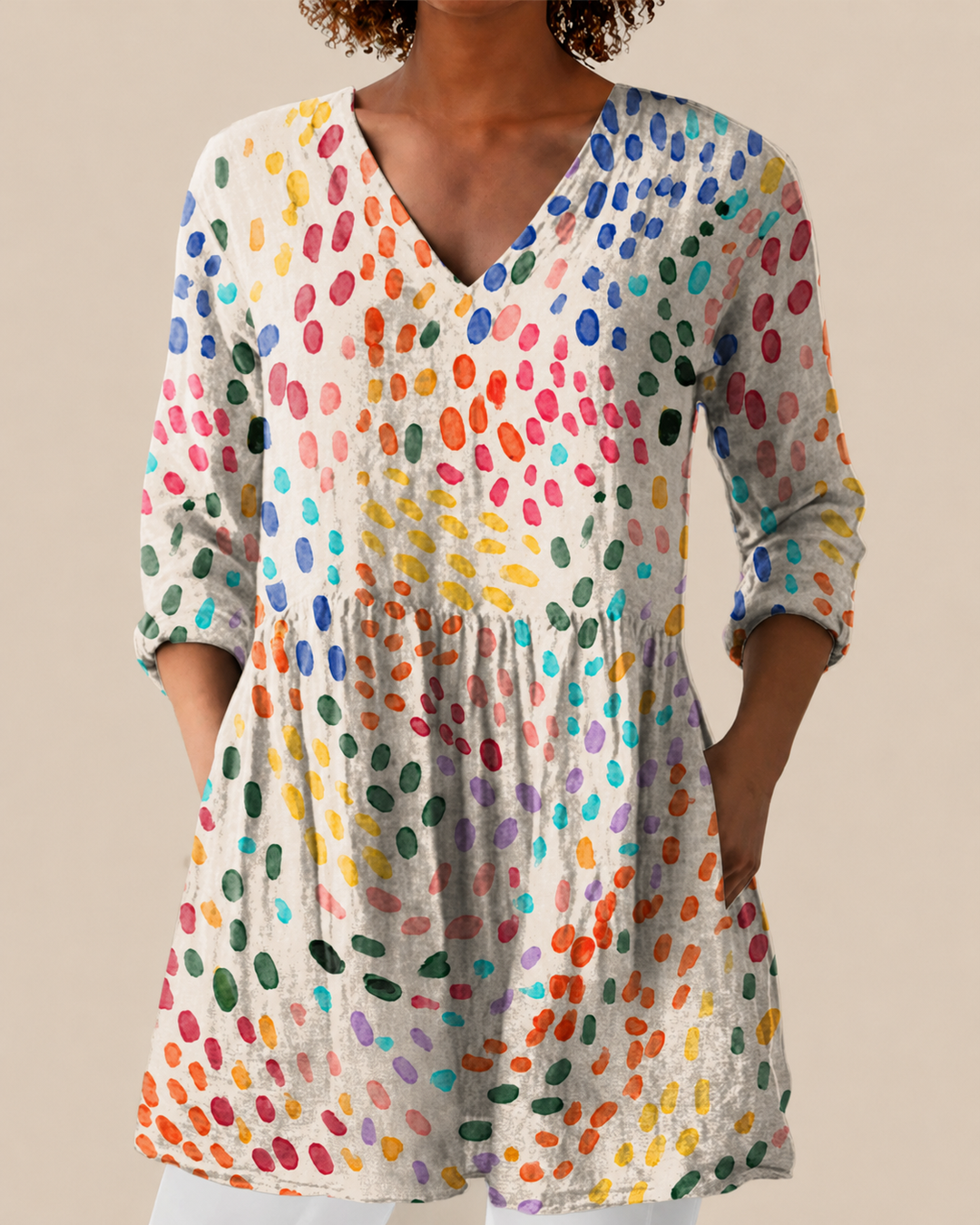 Ausdrucksstarke Lange Damen Bluse mit Muster